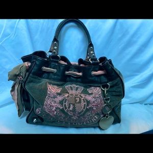 Juicy Couture Grey & Pink Velour Bag